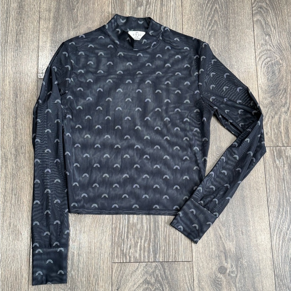 Sheer Black Patterned Crop Top